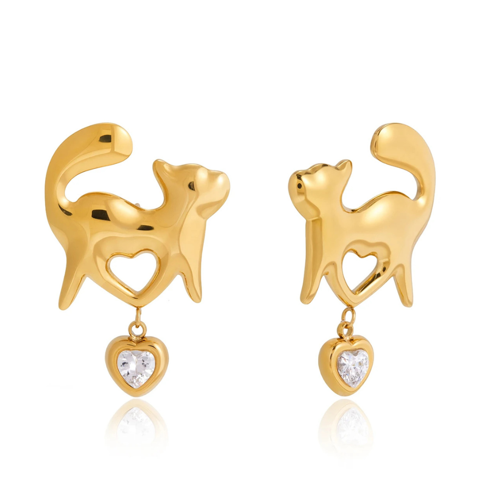 Boucles d'Oreilles Chat Amour