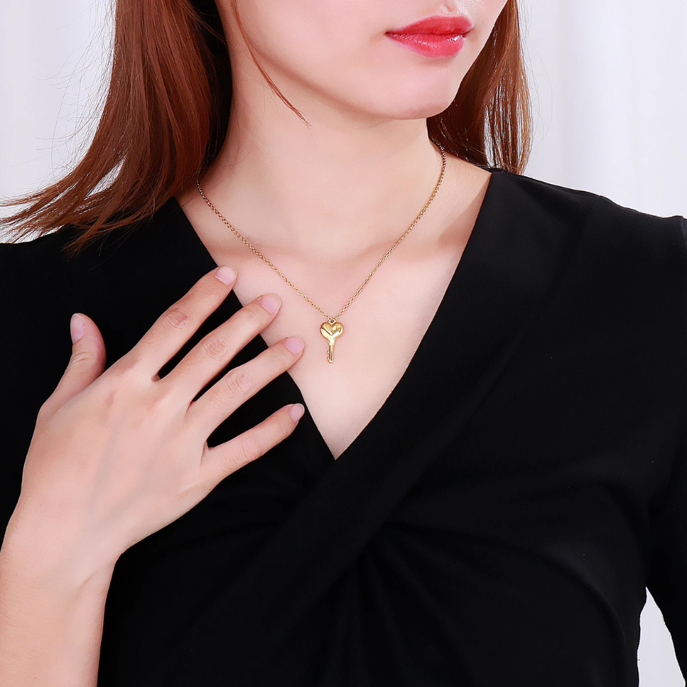 Pendentif Clé Cœur or