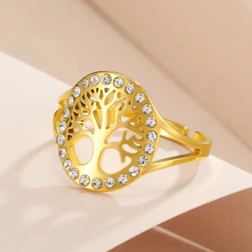 Bague Arbre de Vie Diamants doré