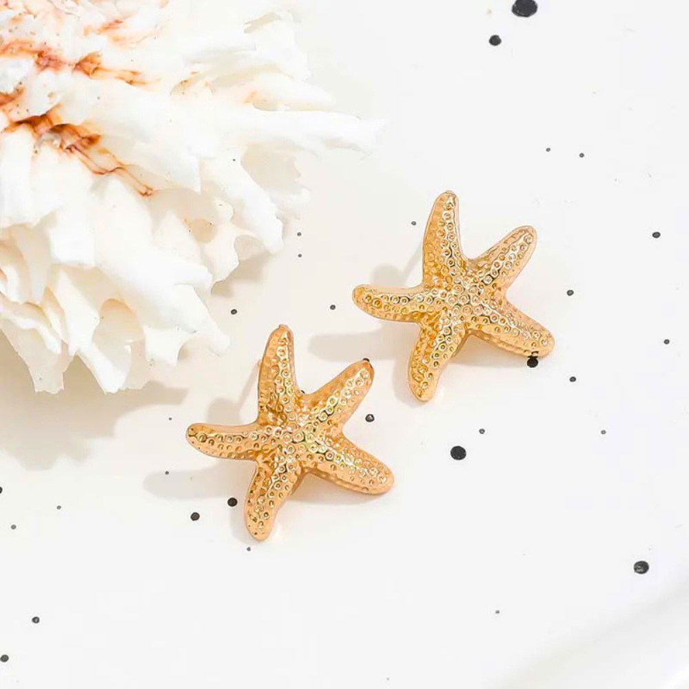 Boucles d'Oreilles Étoile de Mer Été acier doré