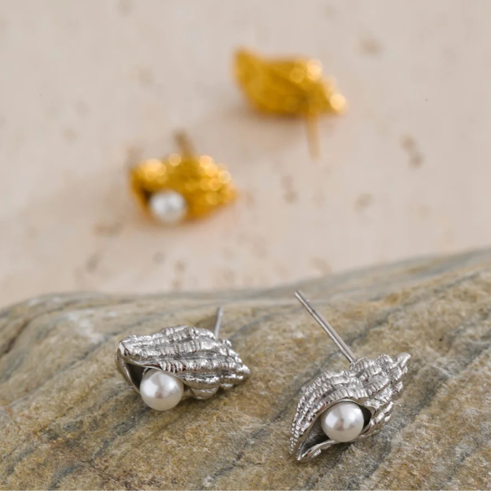 Boucles d'Oreilles Coquillage Perle argent femme