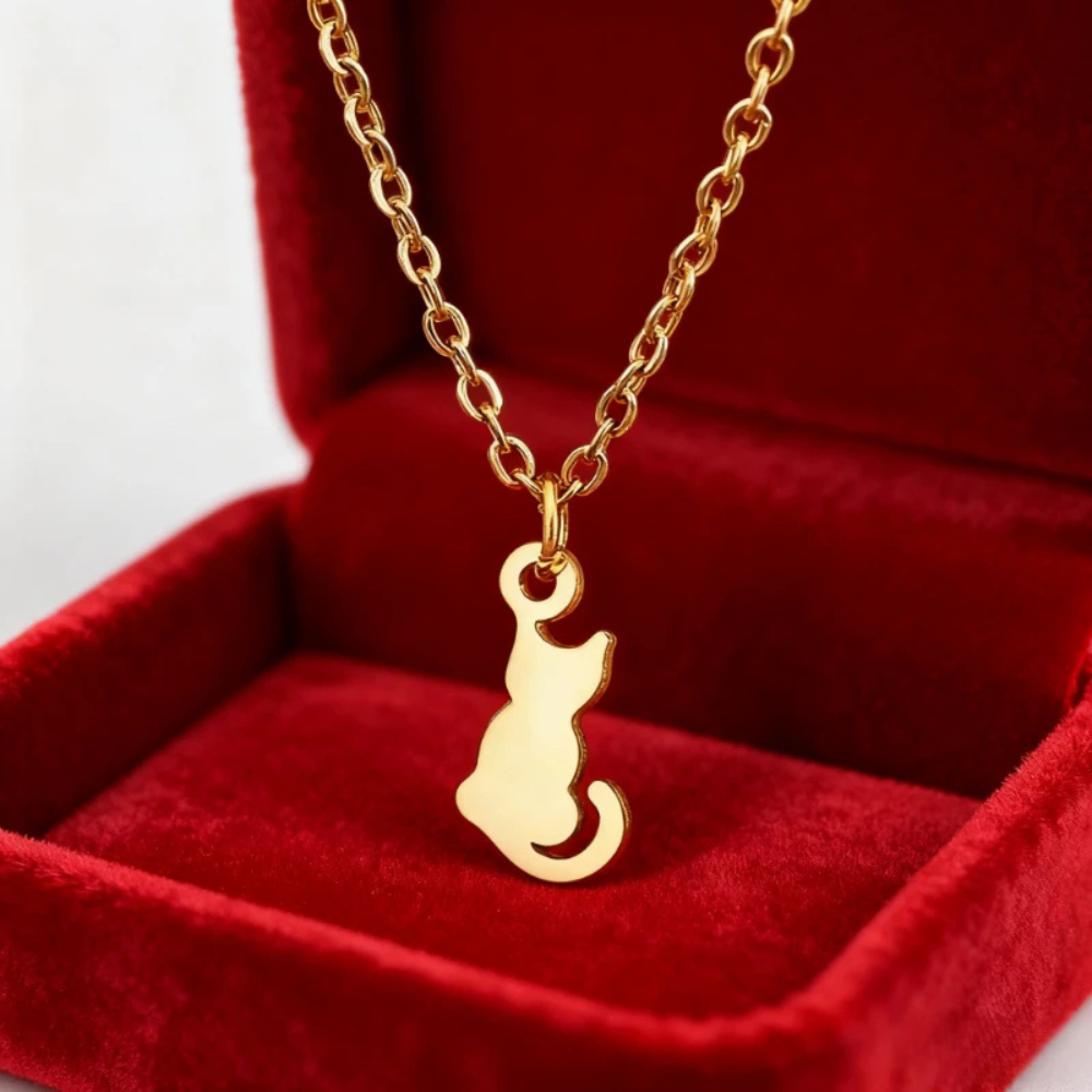 Collier Pendentif Petit Chat doré