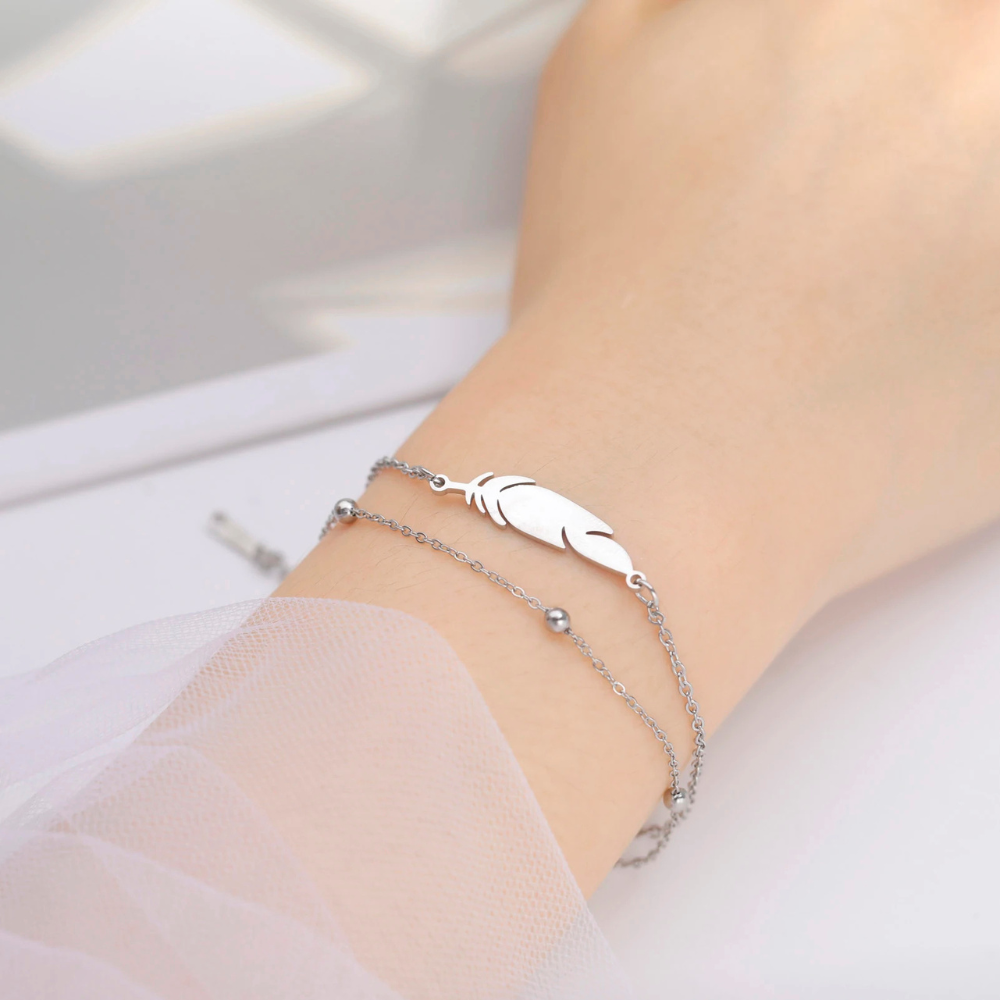 Bracelet Plume Femme chaine