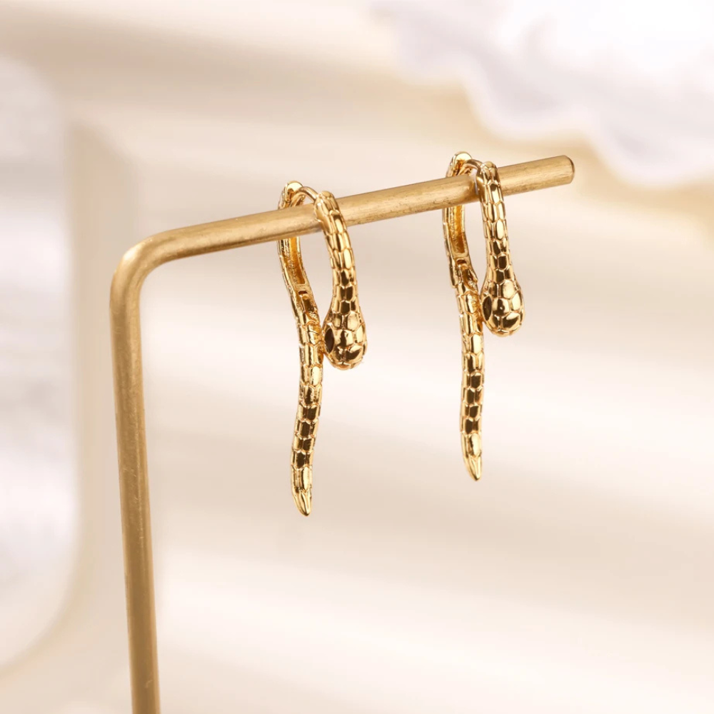 Boucles d'Oreilles Serpent pendante or