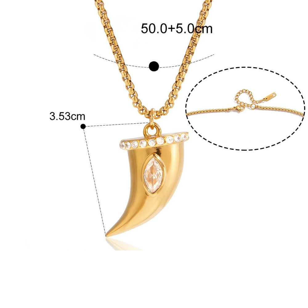 Collier Corne Doré Femme pendentif