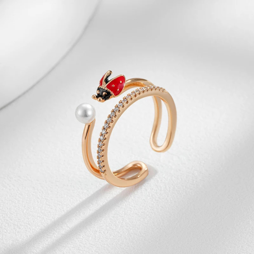 Bague Coccinelle Perle or