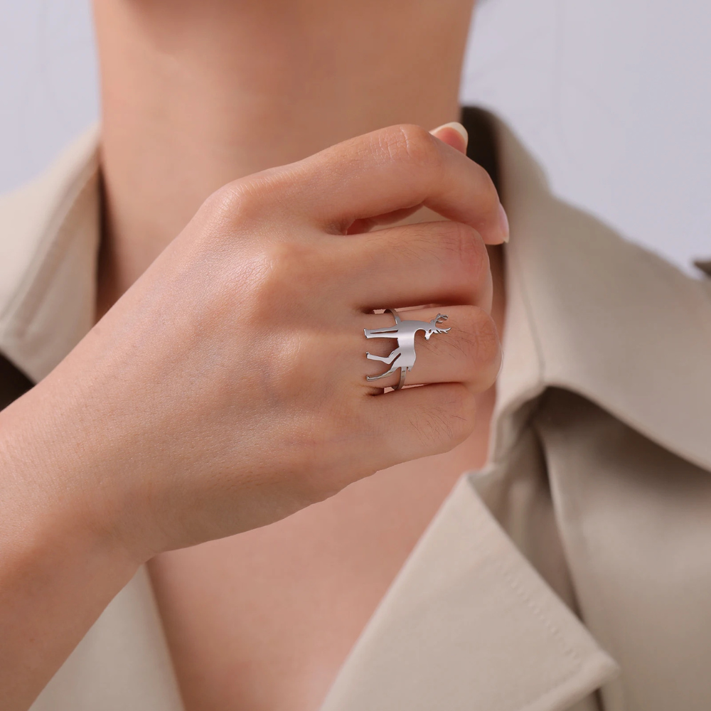 Bague Cerf Femme acier