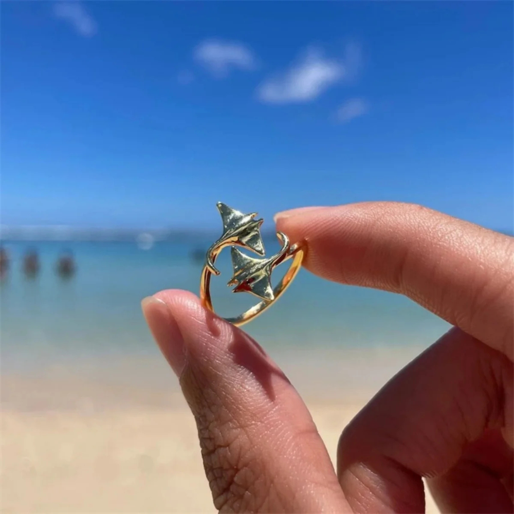 Bague Raie Manta doré
