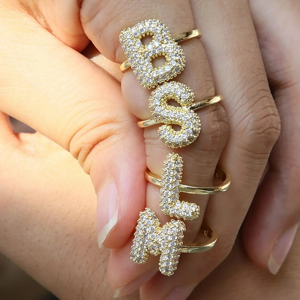 Bague Lettre Bubble doré