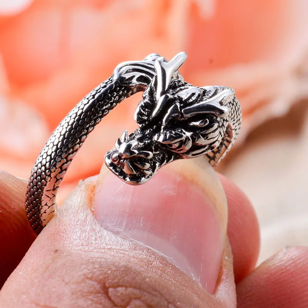 Bague tete de Dragon Chinois homme