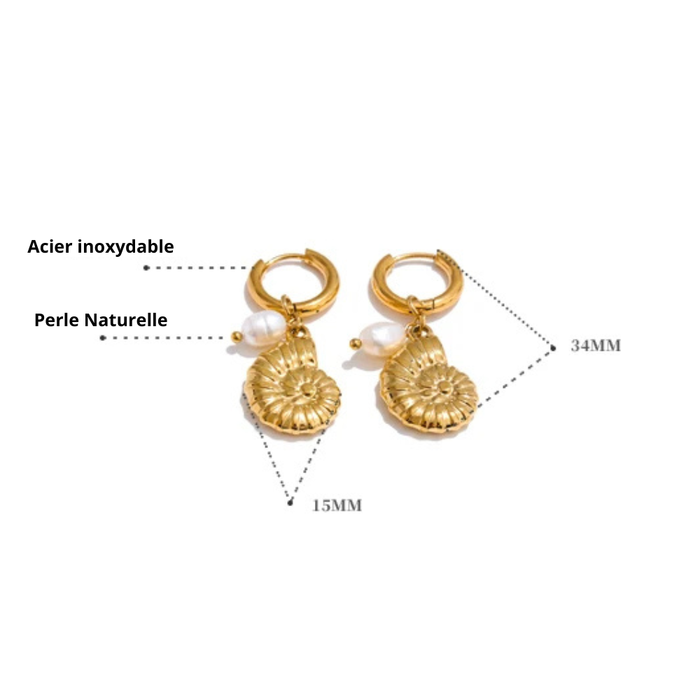 Boucles d'Oreilles Breloque Escargot or