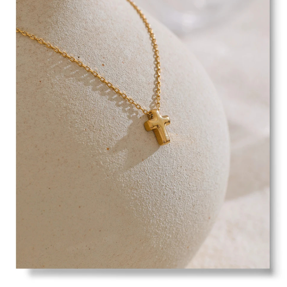 Collier Croix Bubble simple