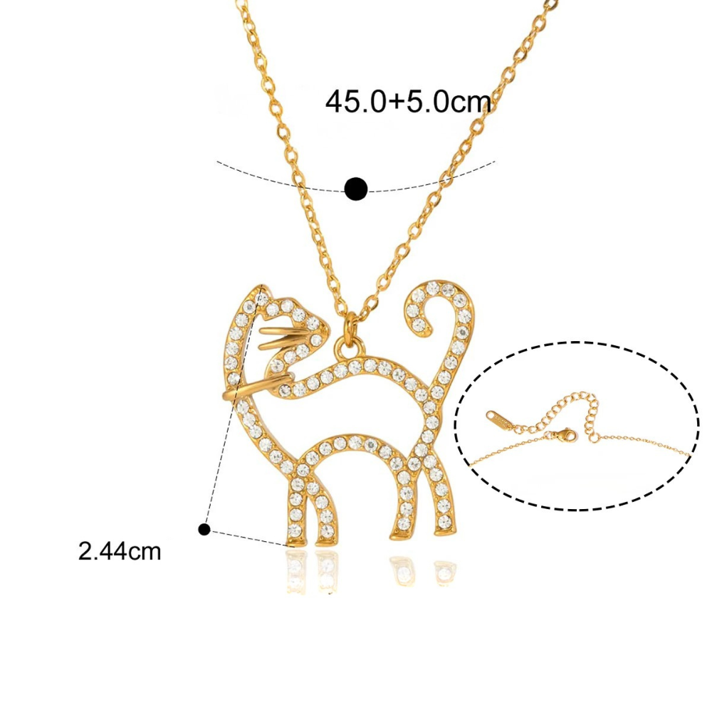 Collier Chat Brillant or