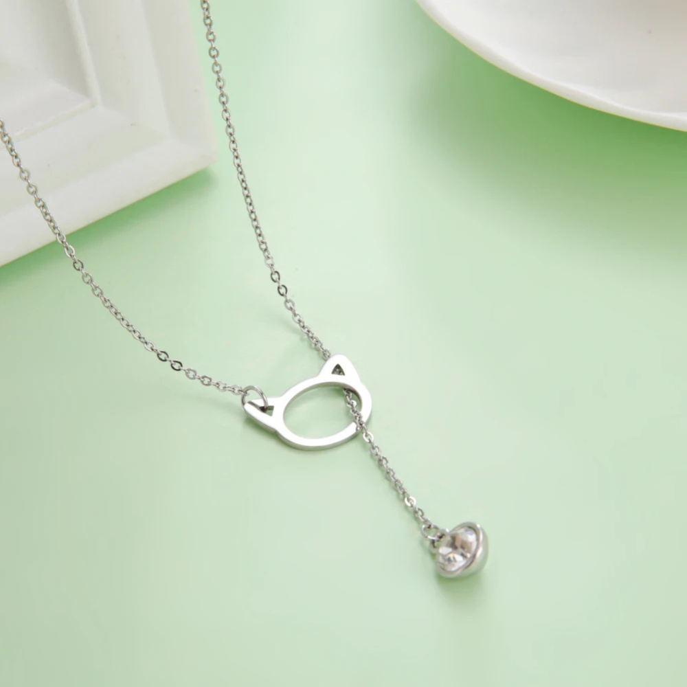 Collier Chat Pendentif Diamant femme argent
