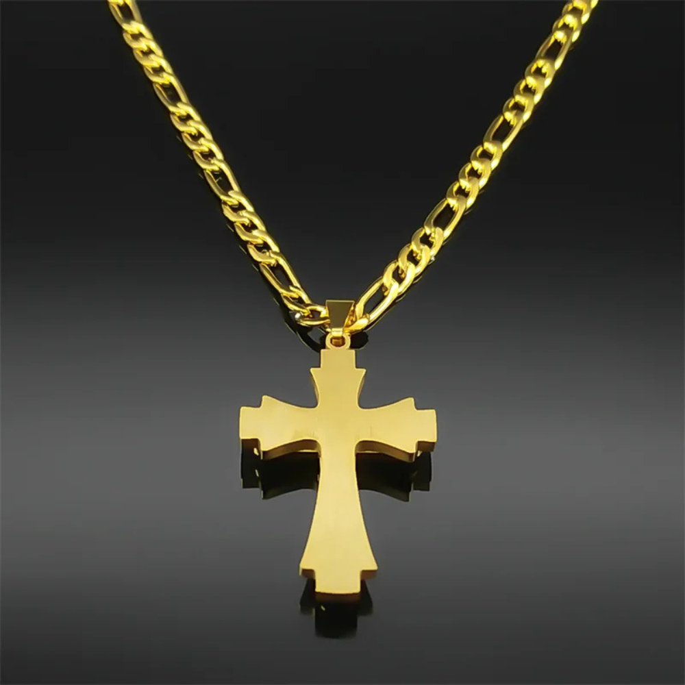 Collier Chaine et Grosse Croix femme or