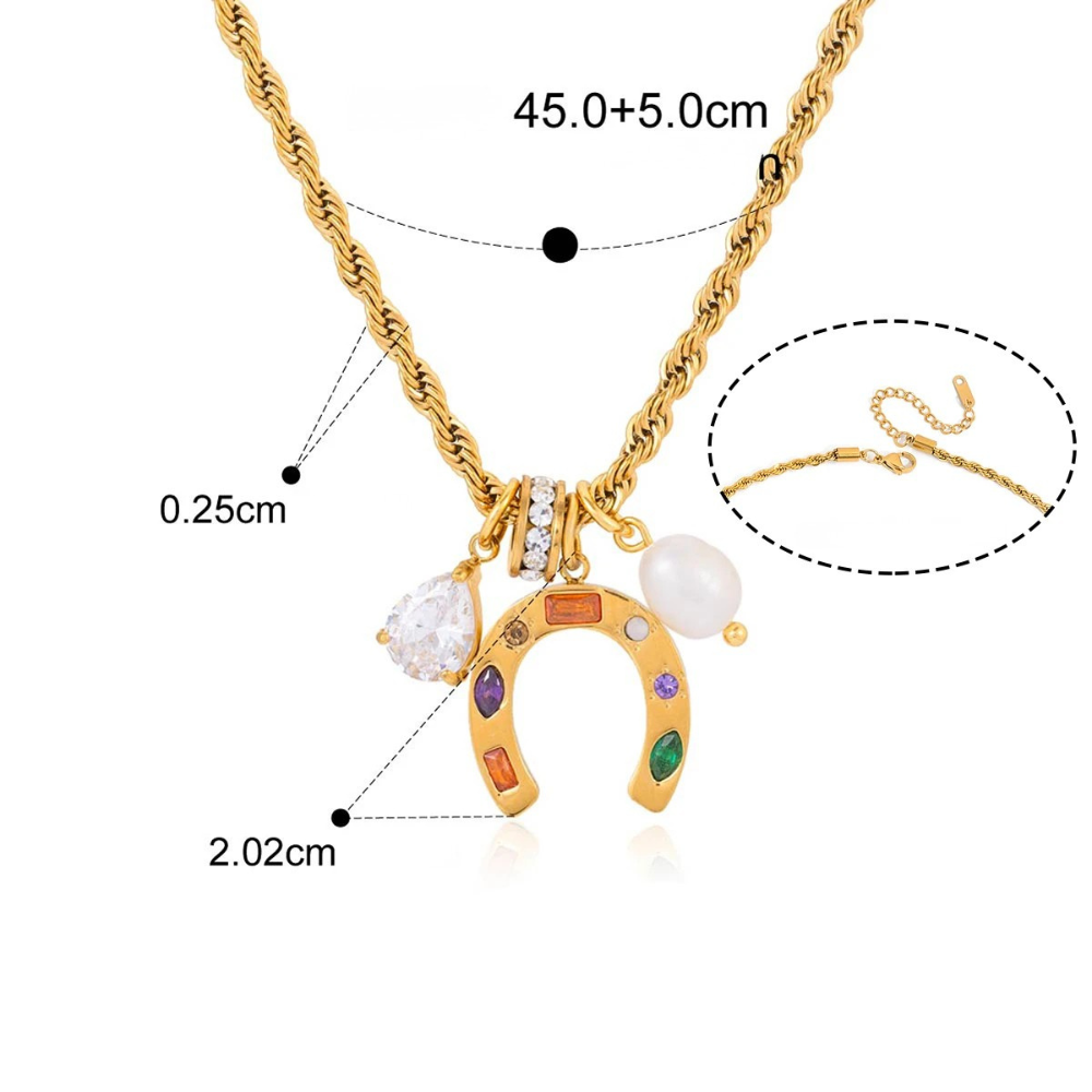 Collier Fer à Cheval Breloques perles
