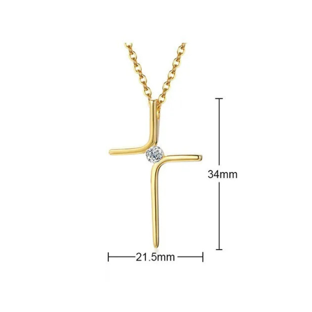 Collier Croix Diamant Femme doré