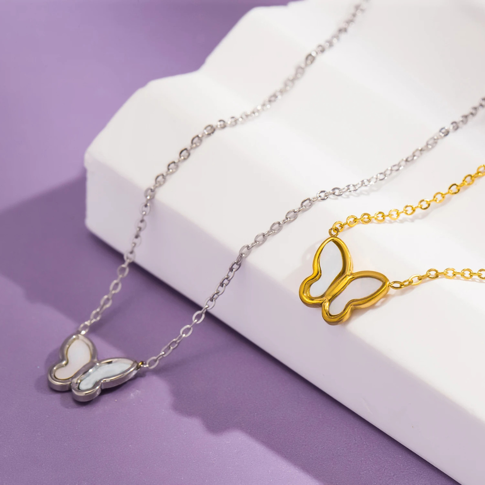 Collier Papillon Nacre doré