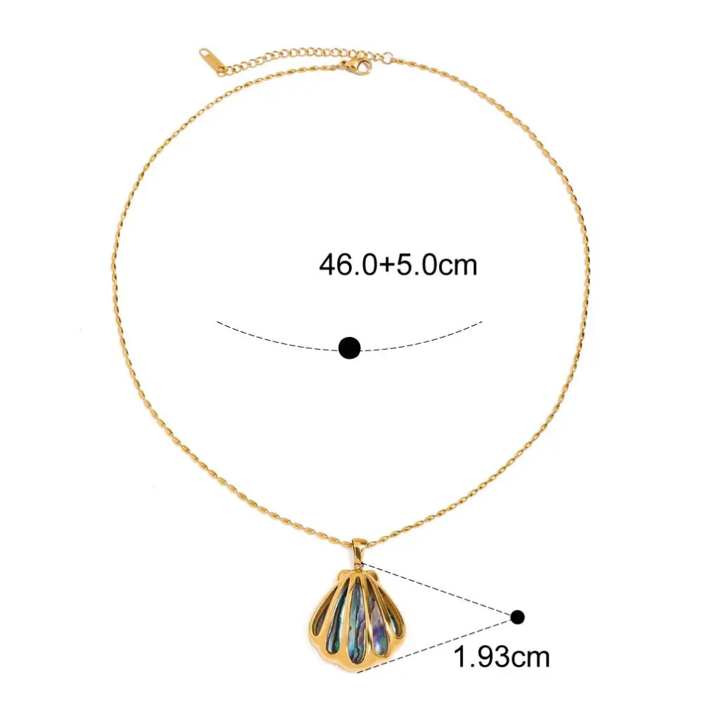 Collier Pendentif Coquillage Doré et Bleu ete
