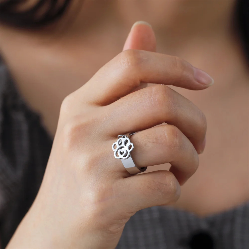 Bague Breloque Patte de Chien argent
