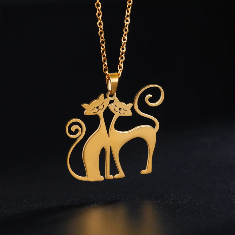 Collier Chats Amoureux pendentif