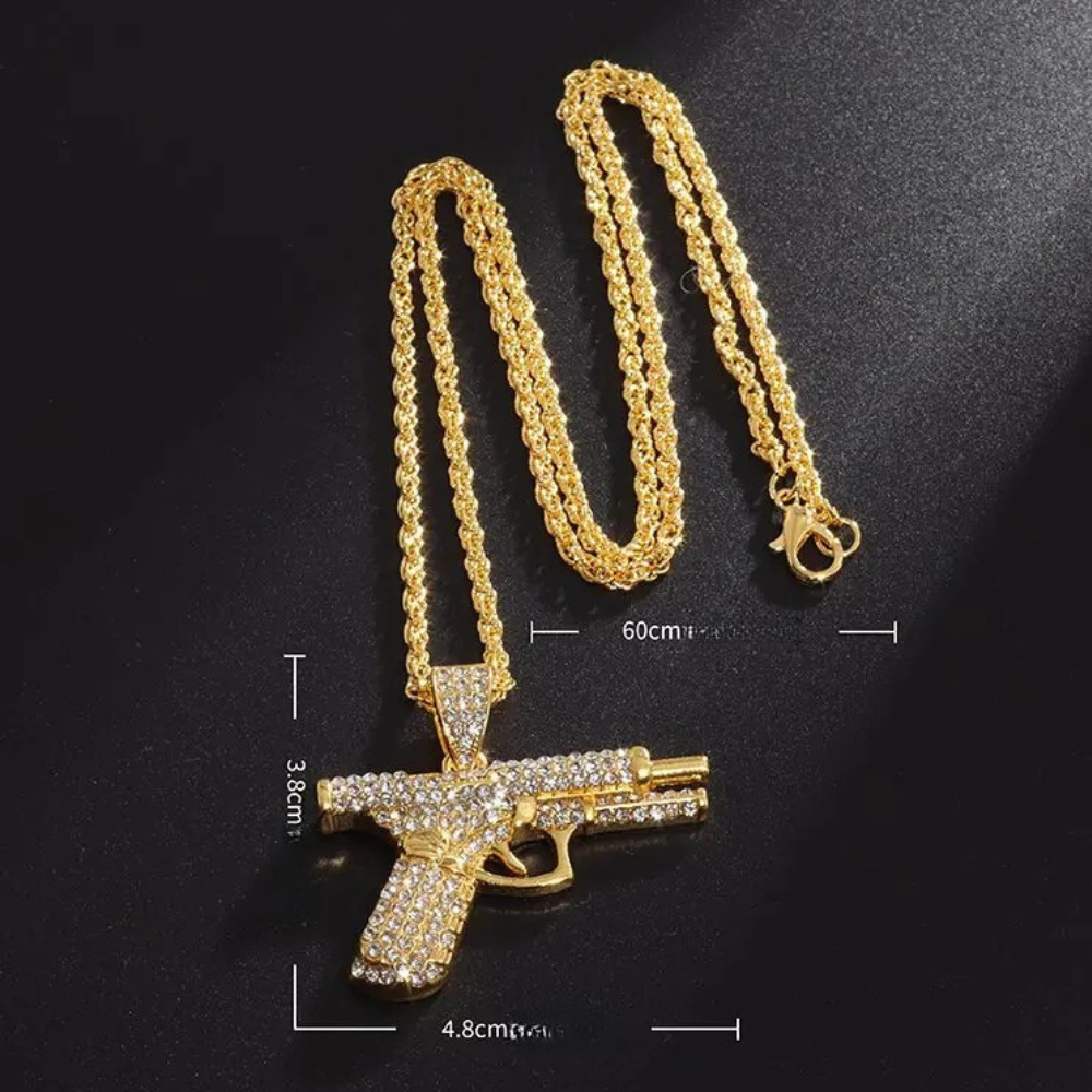 Collier pistolet strass