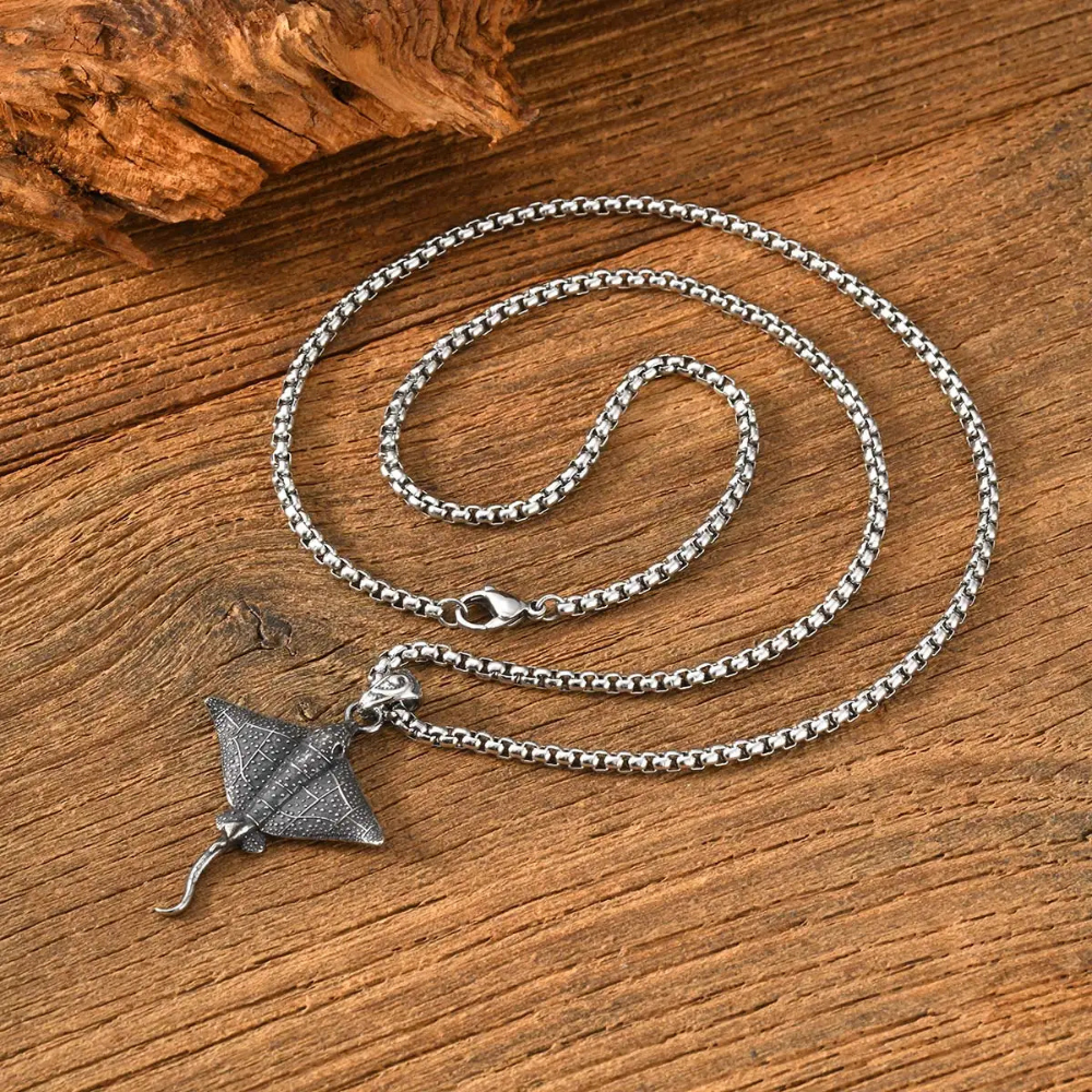 Collier Pendentif Raie Manta argent