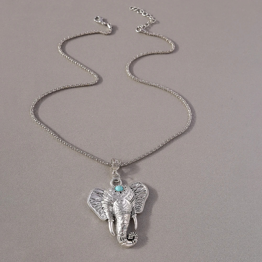 Collier Éléphant perle Bleue