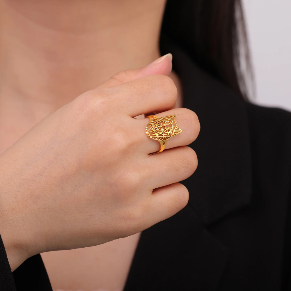 Bague Loup Origami or