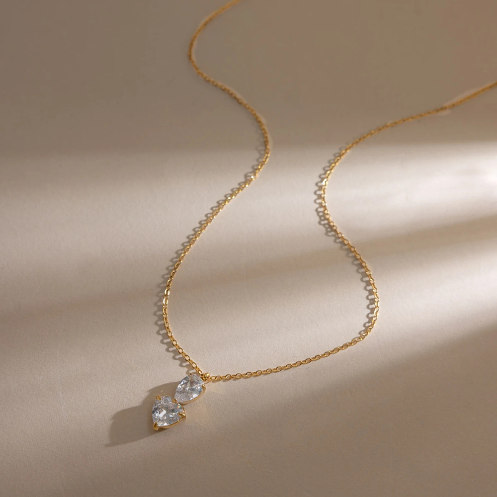 Collier Zircon Coeur doré