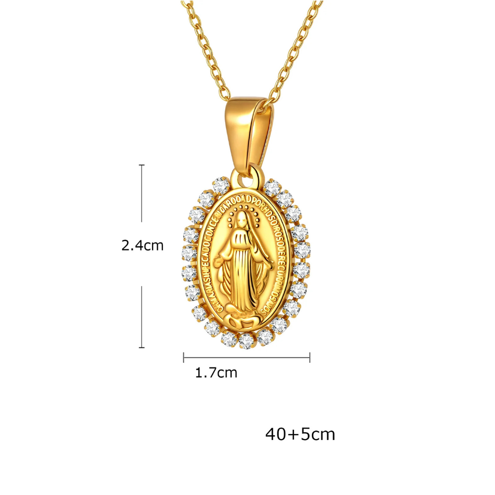Collier Vierge Marie Perles diamant