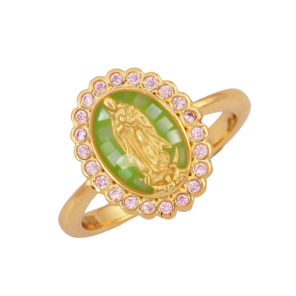 Bague Vierge Marie Nacre vert