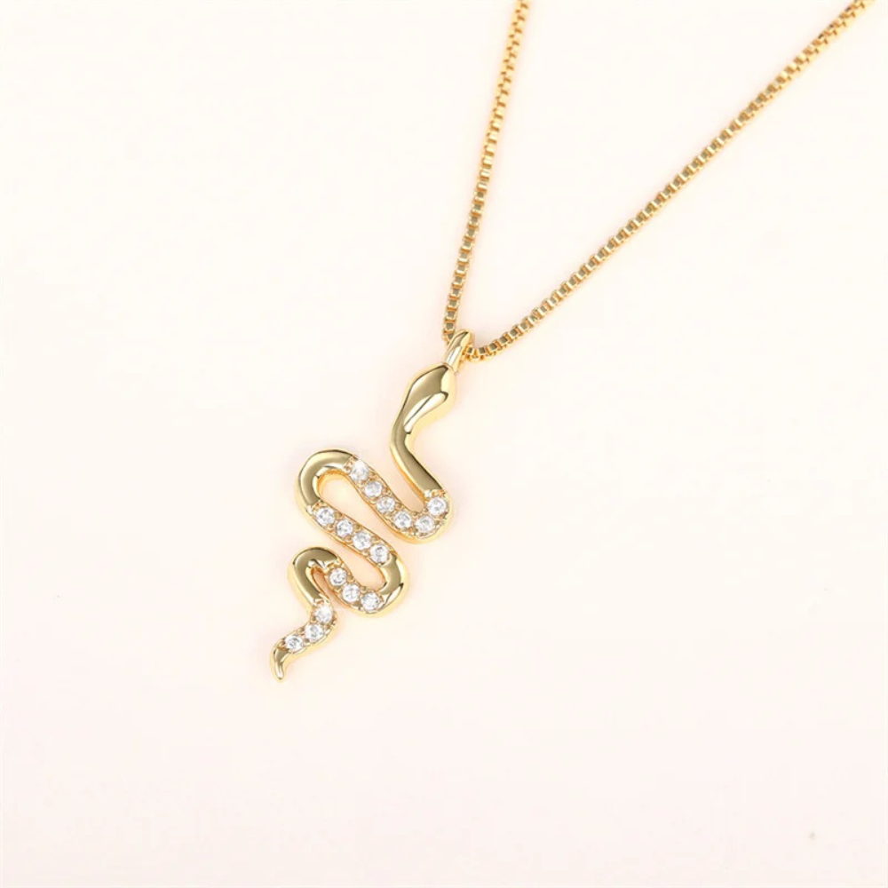 Collier Pendentif Serpent Brillant or