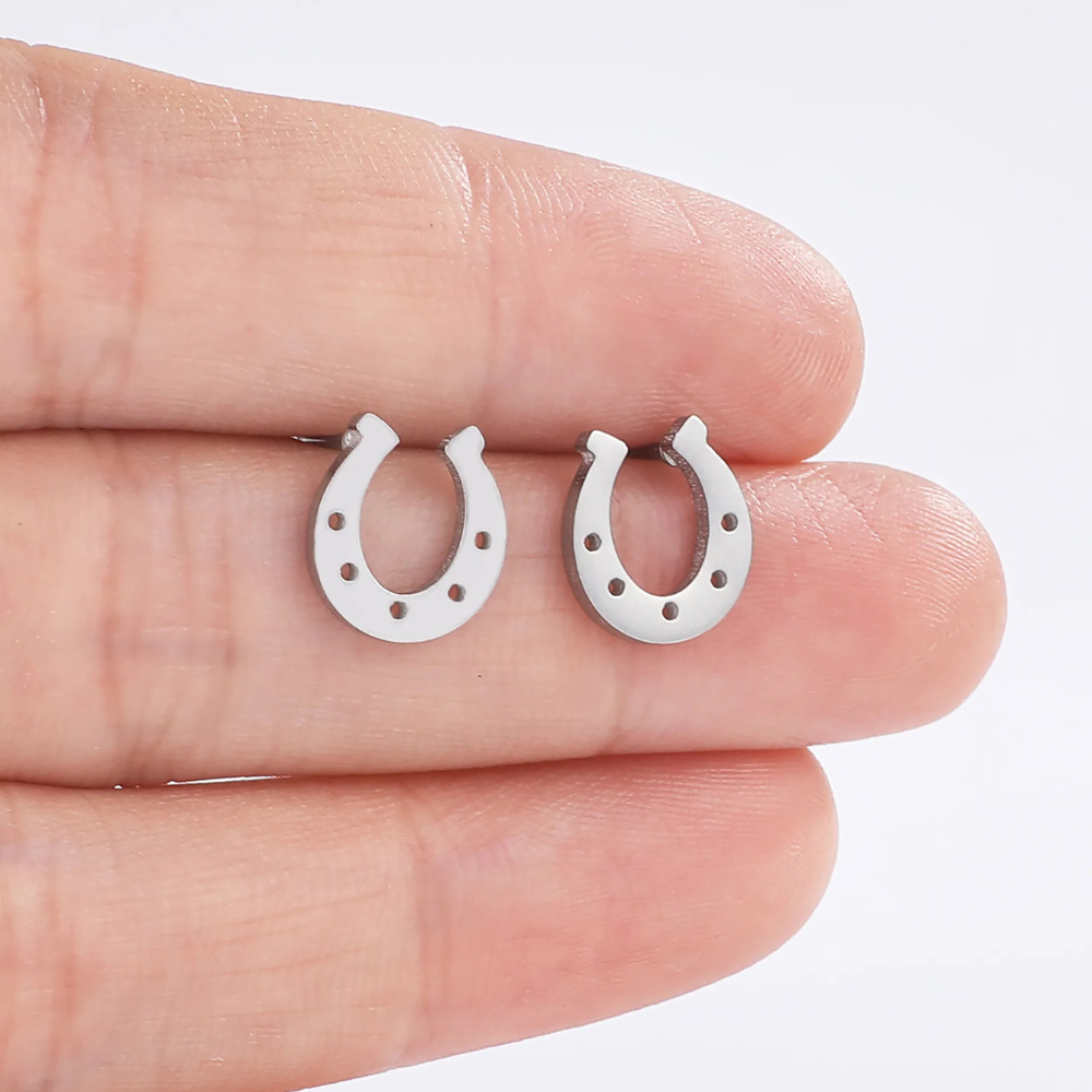 Boucles d'Oreilles Fer à Cheval argenté
