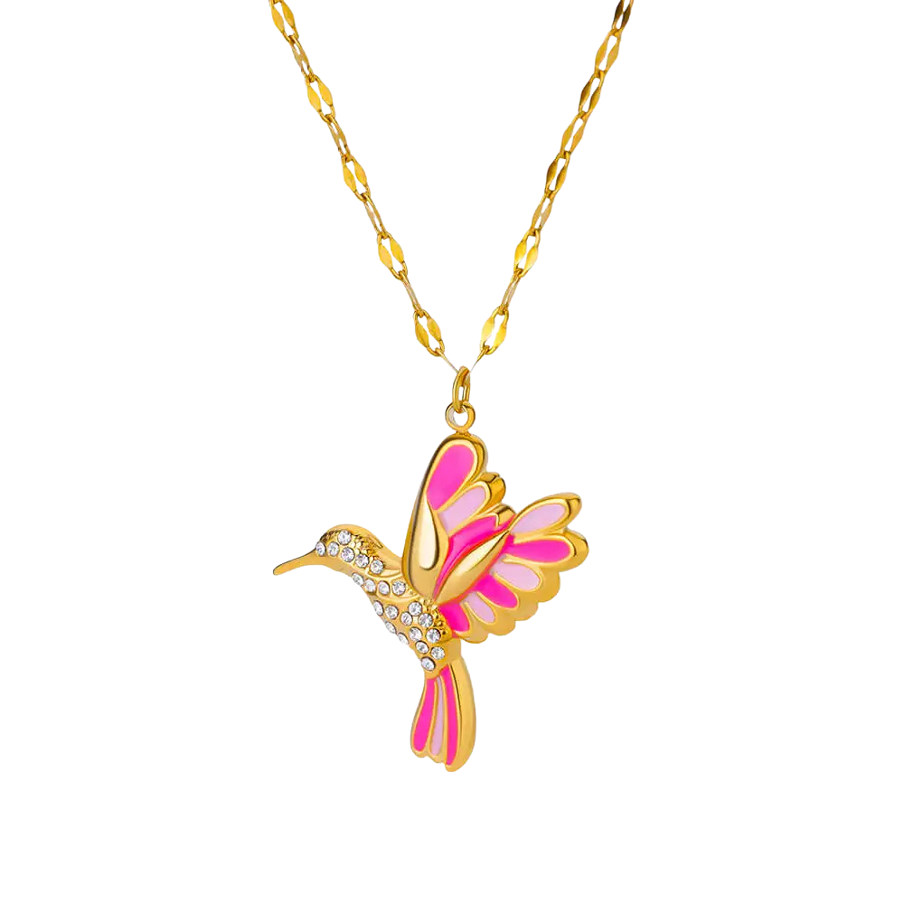 Collier pendentif Colibri rouge