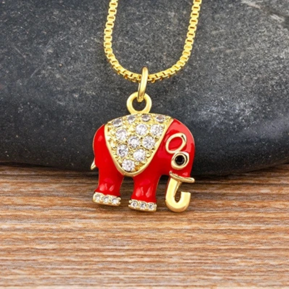 Collier Éléphant rouge
