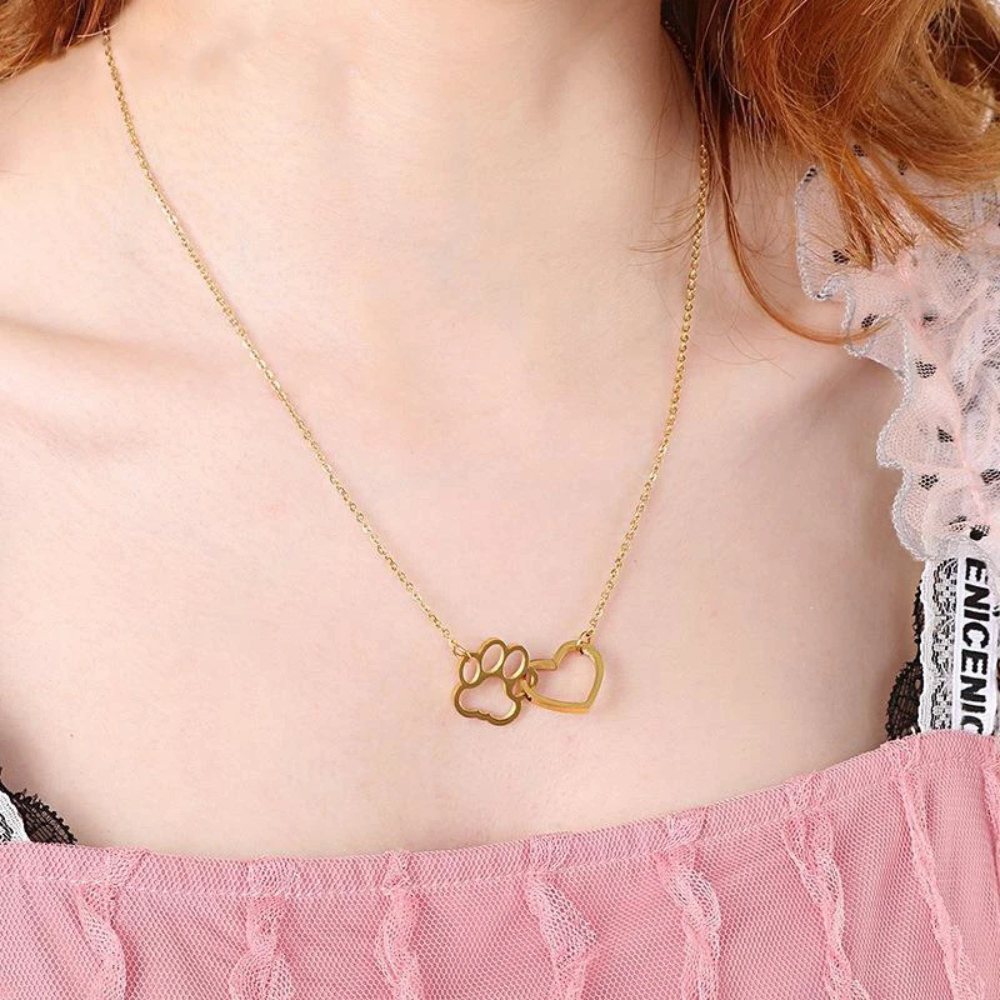 Collier Cœur et Patte de Chien femme