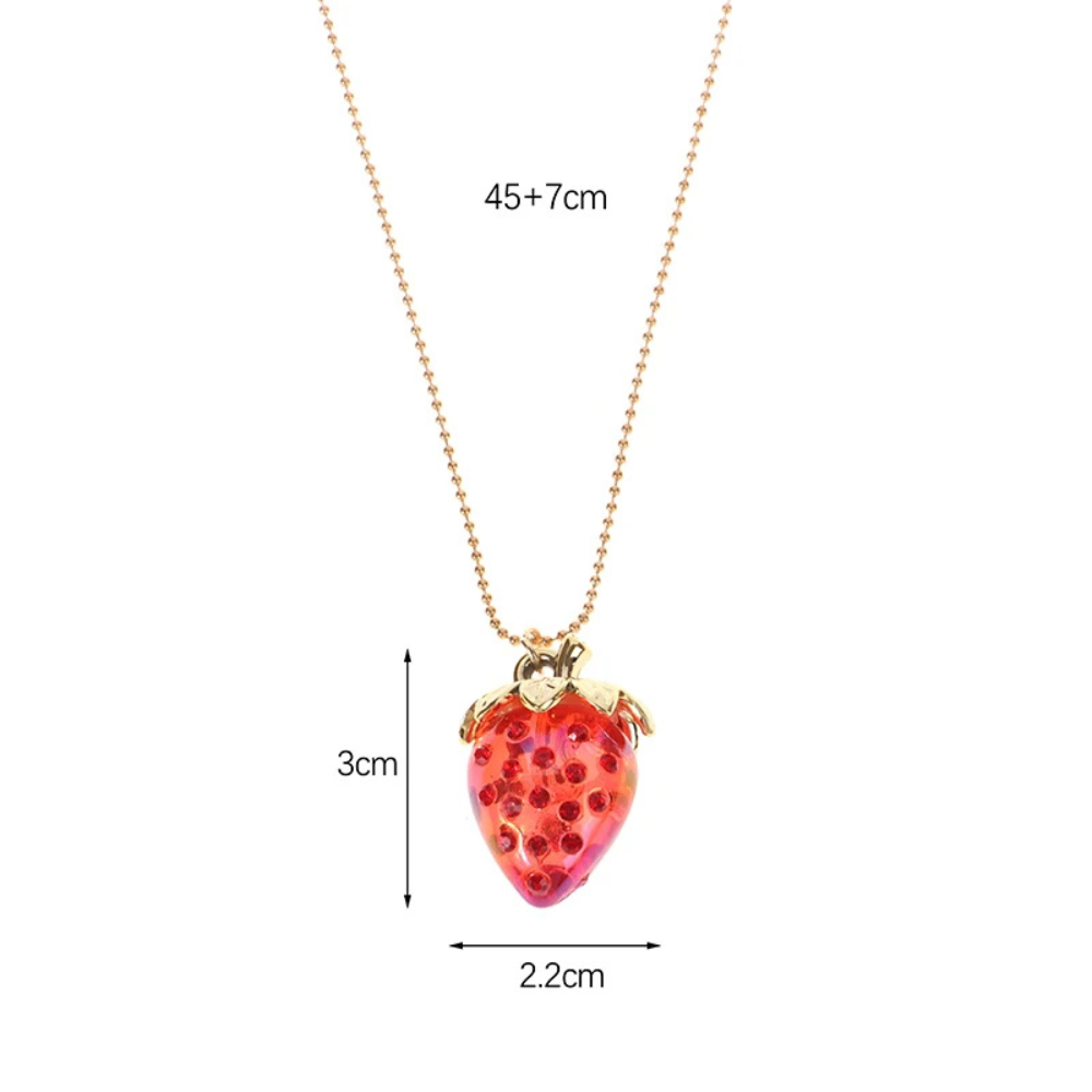 Collier Pendentif Fraise rouge