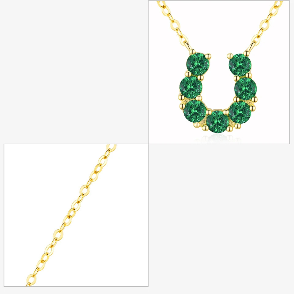 Collier Fer à Cheval Or Diamants Verts femme