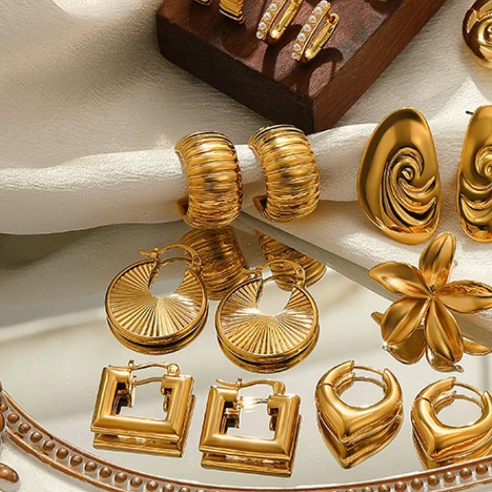 Boucles d'Oreilles Or Design acier