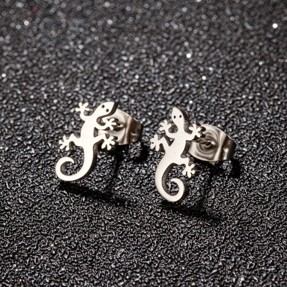 Boucles d'Oreilles Petit Lézard acier