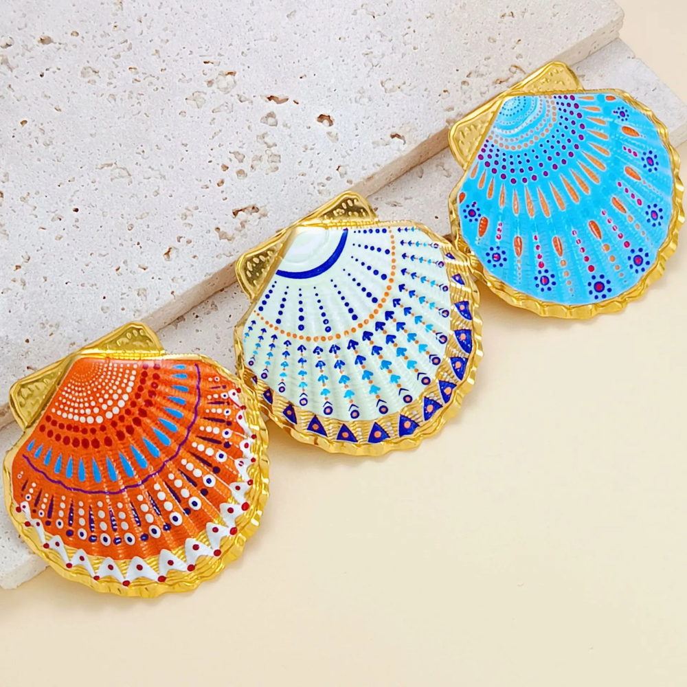 Boucles d'Oreilles Coquillage Couleurs acier