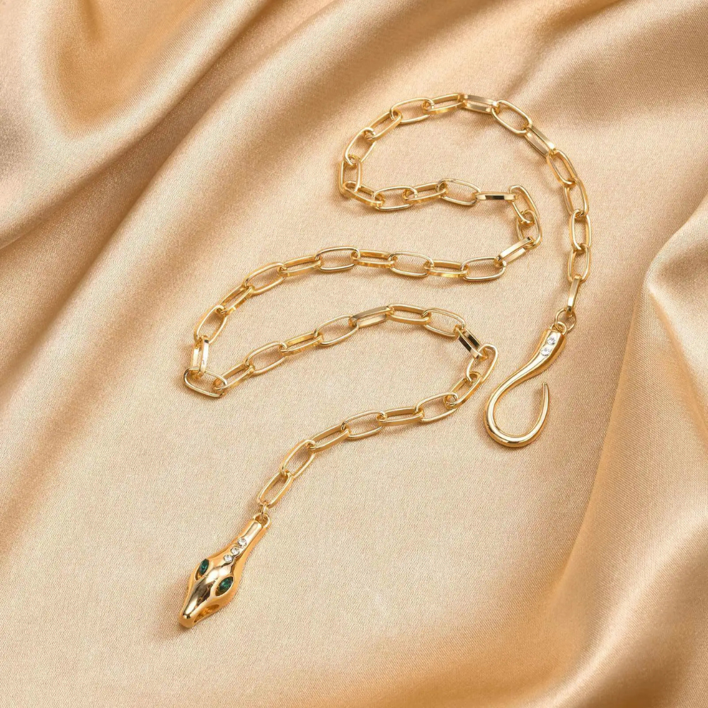 Collier Serpent Mord Queue doré