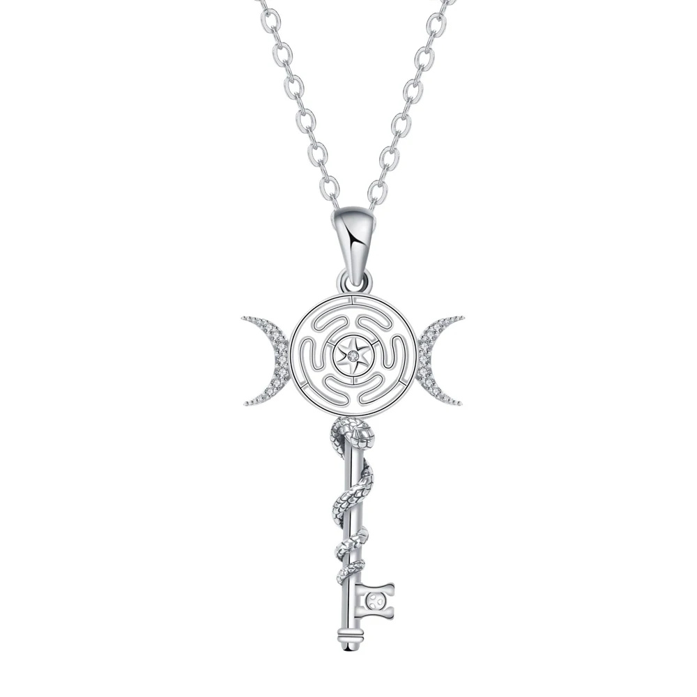 Collier clé mystique argent