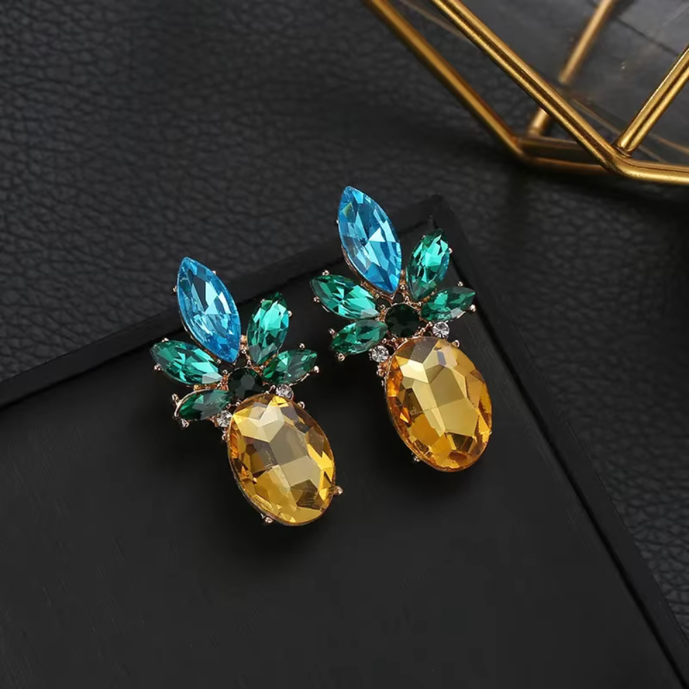 Boucles d'Oreilles Ananas cristaux