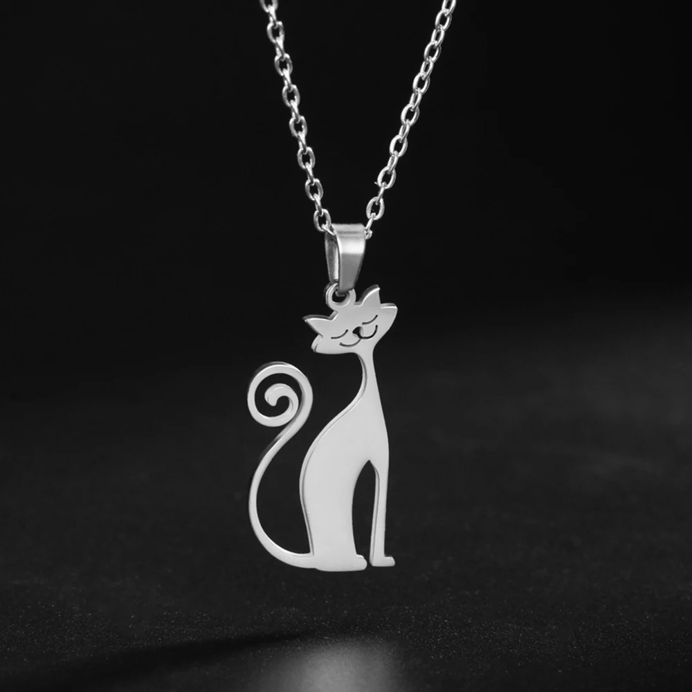 Collier Chat Stylisé pendentif