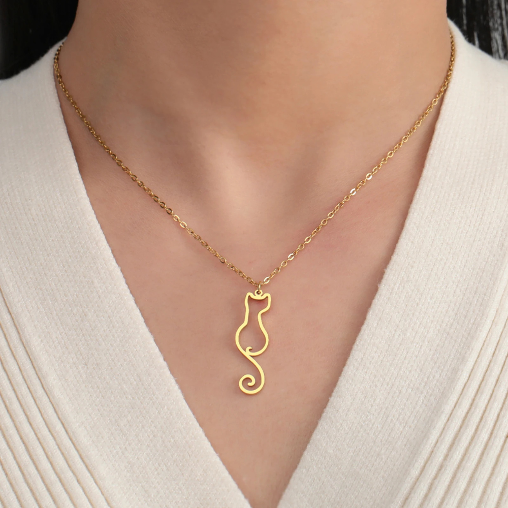 Collier Chat Silhouette femme