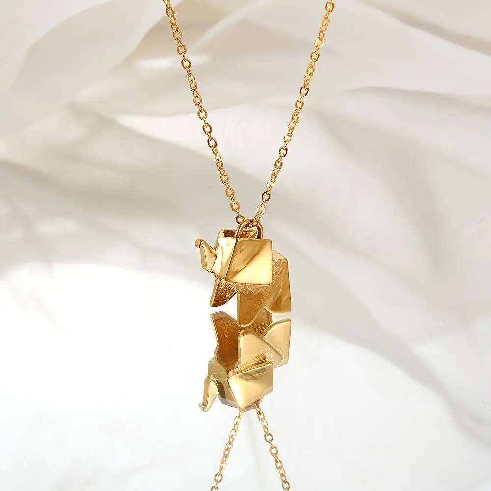 Collier Éléphant papier or