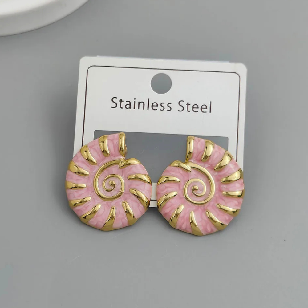 Boucles d'Oreilles Coquillage Or et rose