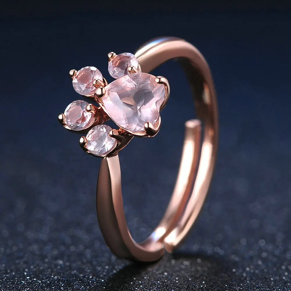 Bague Patte de Chien Rose